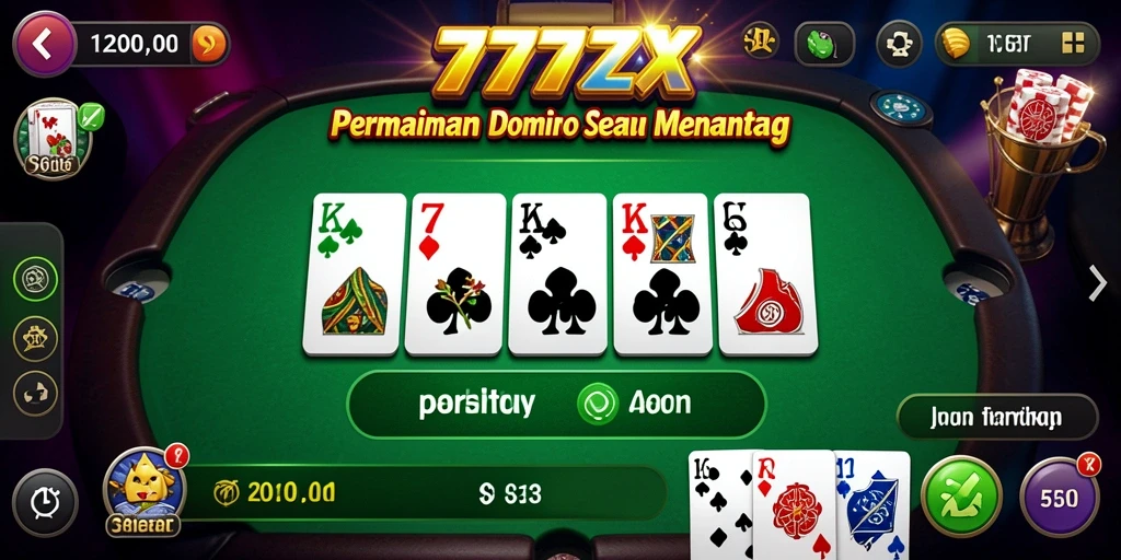 Screenshot gameplay domino 777ZX yang seru dan menarik.