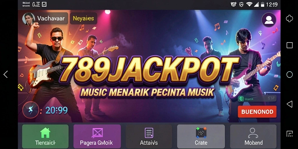 Screenshot utama 789JACKPOT menampilkan gameplay interaktif dengan berbagai pilihan lagu.
