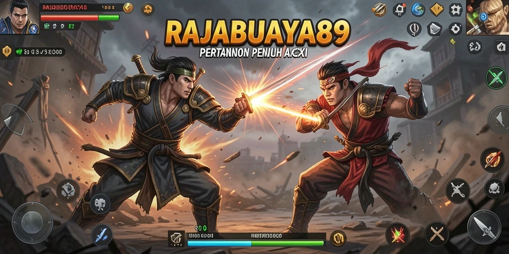 Tampak aksi seru dalam gameplay Fighting RAJABUAYA89.