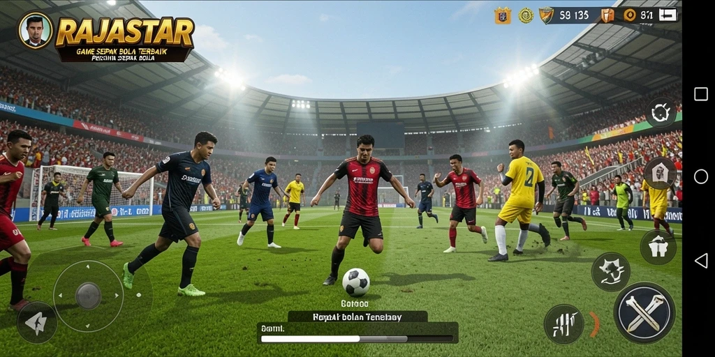 Gameplay RAJASTAR yang mendebarkan dalam aksi sepak bola.