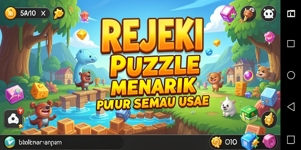 Screenshot utama REJEKI menampilkan gameplay Puzzle yang menantang.