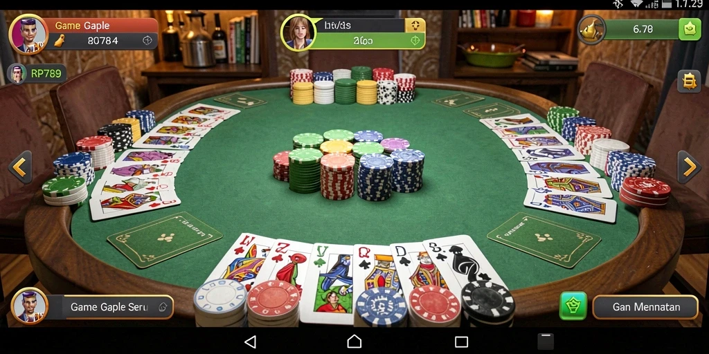 Screenshot utama RP6789 menampilkan gameplay Gaple yang seru.