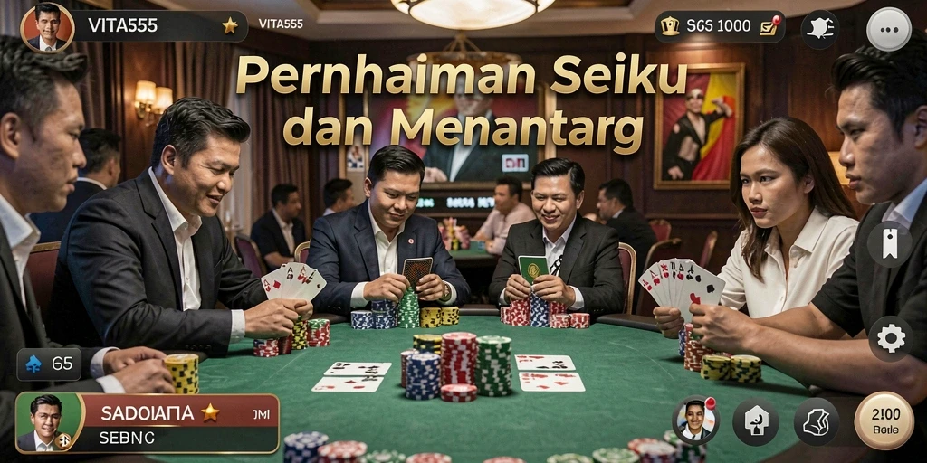 Tampilan gameplay menarik dari VITA555 saat bermain poker.