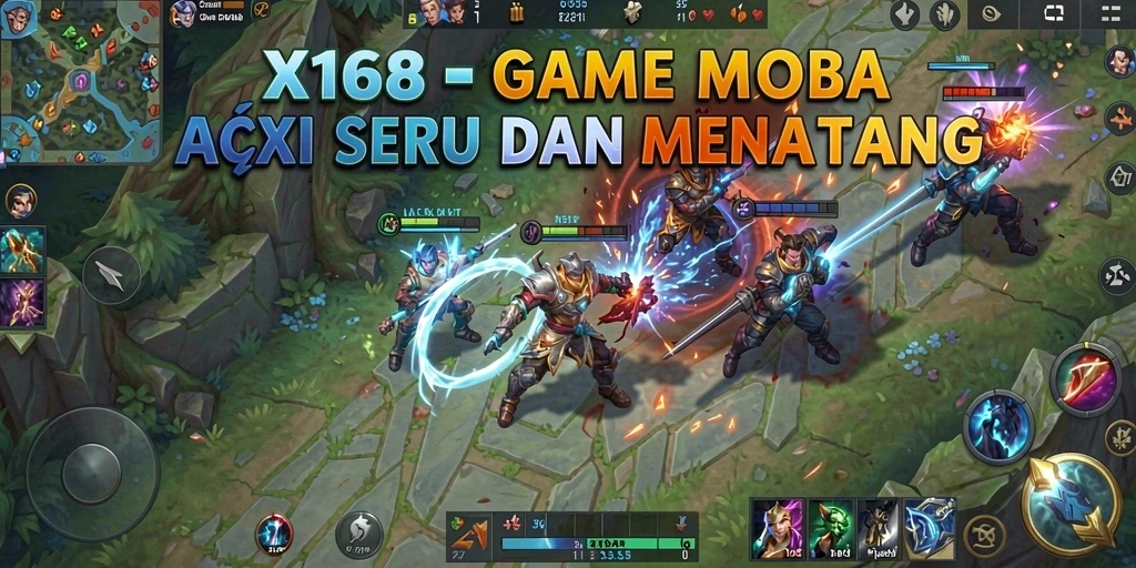 Tampilan dinamis gameplay seru dalam X168 dengan aksi tim strategis.